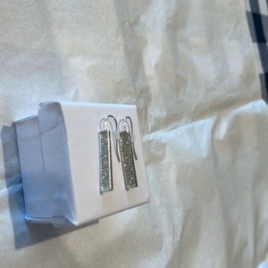 Silver Faceted Bar Earrings